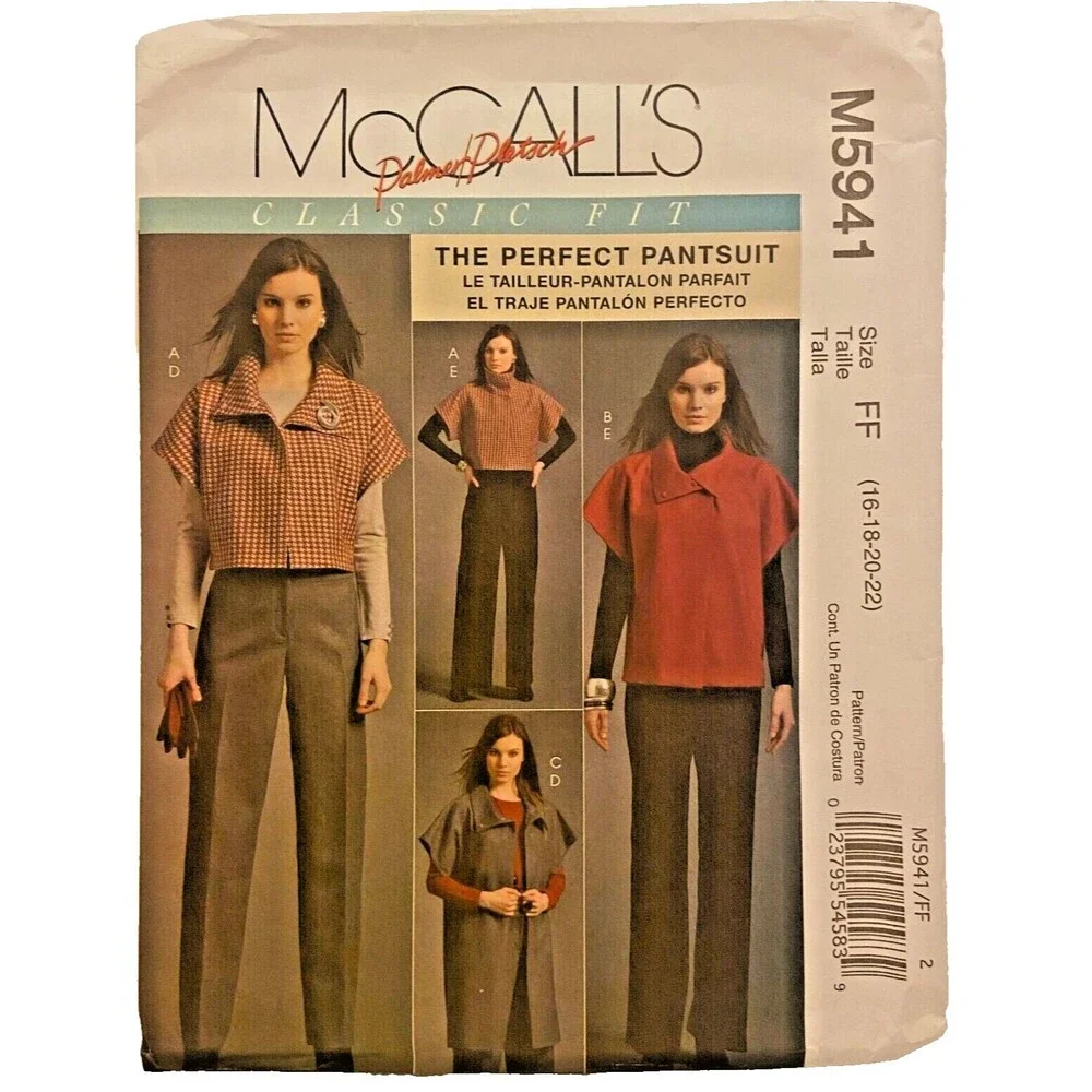 #M5941 McCalls Misses Unlined Jacket and Pants Sewing Pattern Size 16-22